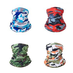 vokoly 4pcs summer up protection face cover breathable camo headwear scarf for camping running cycling fishing outdoor activities (sa05c-4)