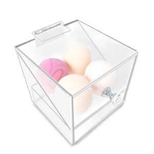 acrylic beauty blender sponge holder with dustproof lid clear 4 hole solution makeup sponges display stand for bathroom (clear-4holes)