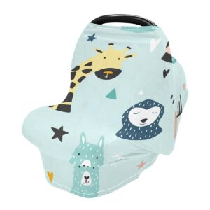 koala and llama baby car seat covers, giraffe nursing cover breastfeeding scarf soft breathable stretchy coverage multi-use cover ups, baby gift for boys girls