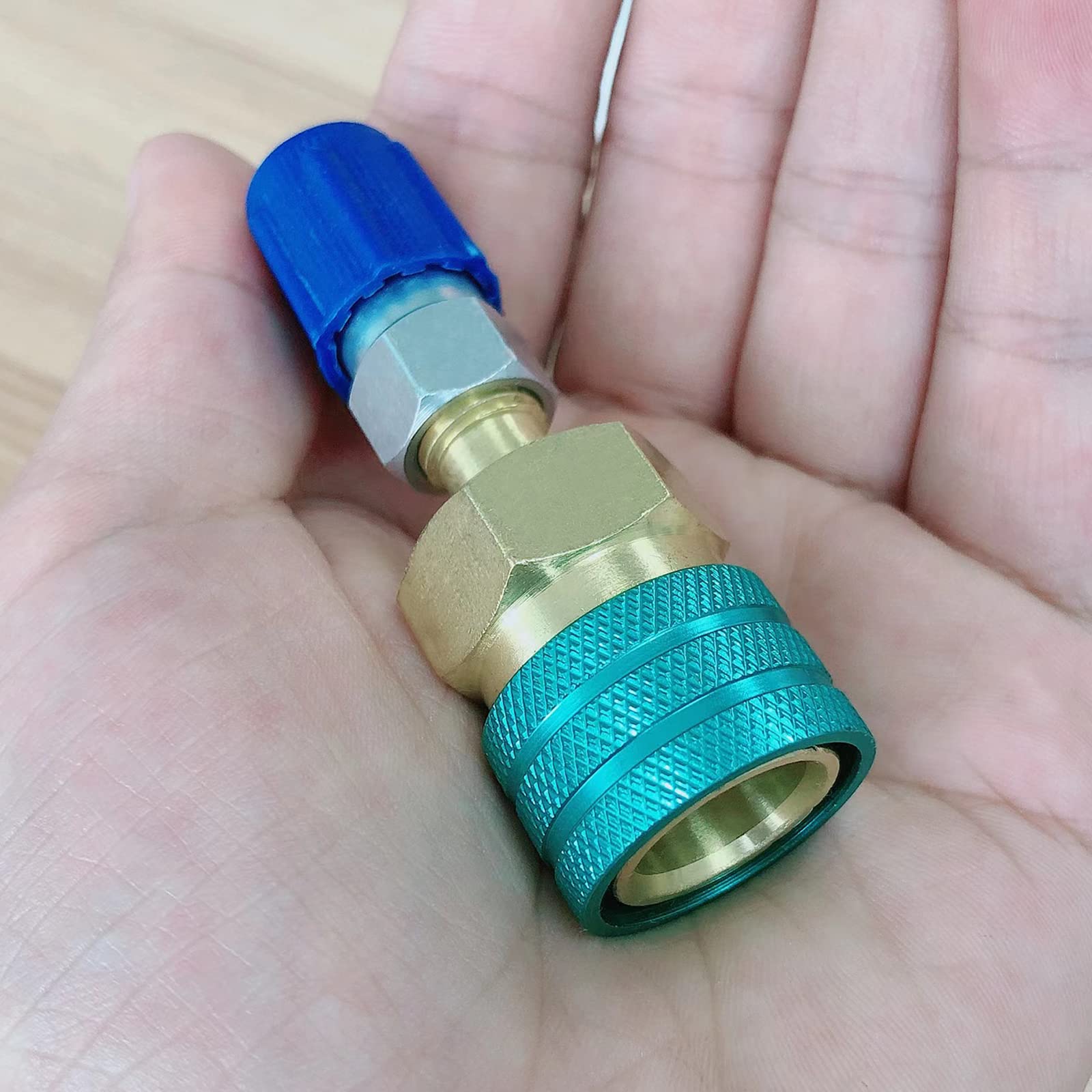 Boltigen R1234YF Low Side Quick Coupler，R1234YF to R134A AC Charging Hose Adapter Fitting Connector for Car Air-Conditioning