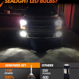 SEALIGHT 2504 PSX24W LED Fog Light Bulbs, 5000 Lumens 11W High Power 6000K Xenon White 300% Brightness, DRL Bulbs Replacement For Cars,Trucks(Pack of 2)