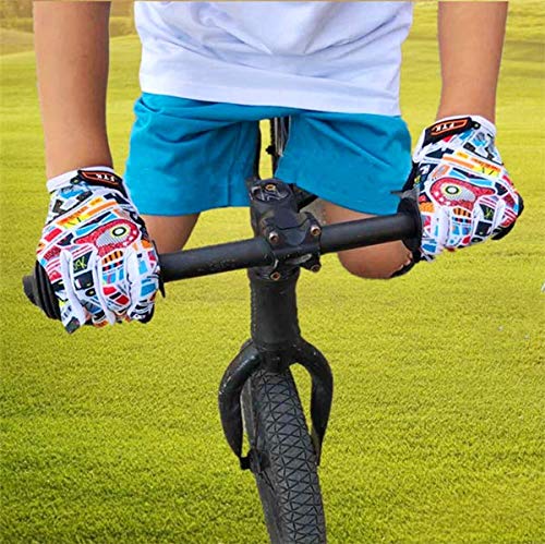 Kids Bike Gloves Boys Girls Gel Padded Full Finger/Half Finger Road Riding Mountain Bicycle Non-Slip Cycling Glove for Youth Junior Children Ages 2-11 (Orange-Full Finger,X/Large)