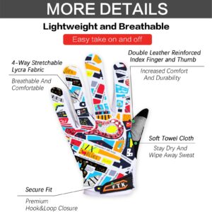 Kids Bike Gloves Boys Girls Gel Padded Full Finger/Half Finger Road Riding Mountain Bicycle Non-Slip Cycling Glove for Youth Junior Children Ages 2-11 (Orange-Full Finger,X/Large)