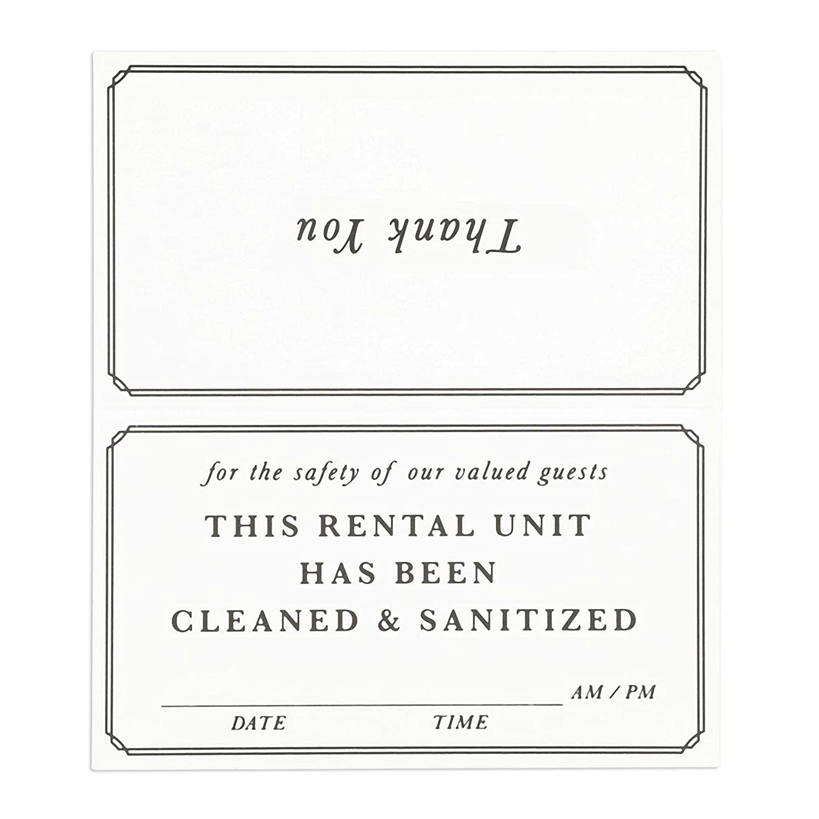 Stockroom Plus Tent Cards, This Rental Unit Has Been Cleaned (3.5 x 4 in, 200 Pack)