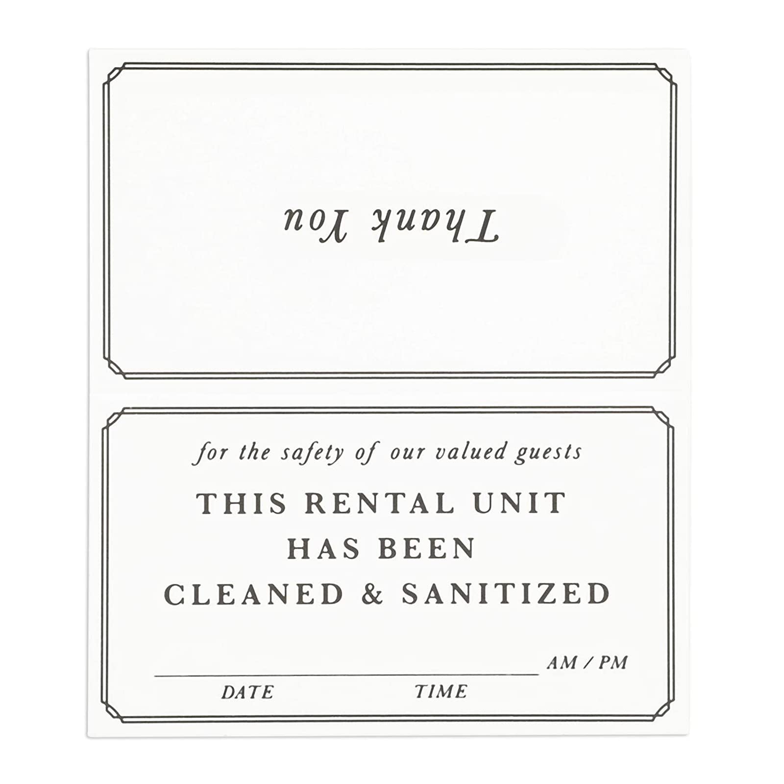 Stockroom Plus Tent Cards, This Rental Unit Has Been Cleaned (3.5 x 4 in, 200 Pack)