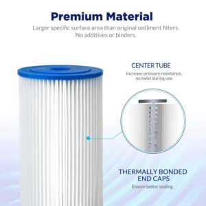 Membrane Solutions 5 Micron Pleated Water Filter Home 10"x4.5" Whole House Heavy Duty Sediment Replacement Cartridge Compatible with ECP10-1,ECP20-BB,R50-BBSA,FXHSC,CB1-SED10-BB (4 Pack)