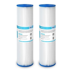 Membrane Solutions 5 Micron Whole House Sediment Water Filter Replacement Cartridge Pleated Water Filter Heavy Duty 20"x4.5", Universal Fits Most Major Brand Systems - 2 Pack