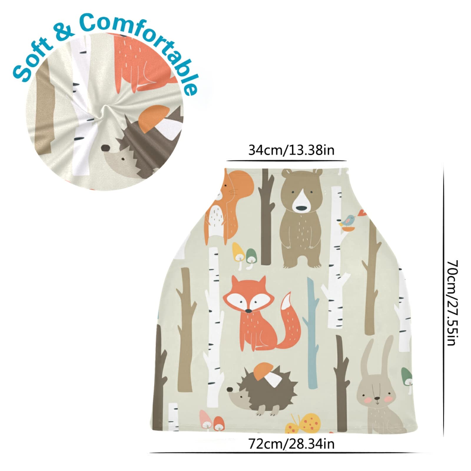 Nursing Cover Breastfeeding Scarf Fox and Bear Animals- Baby Car Seat Covers, Infant Stroller Cover, Carseat Canopy(x)