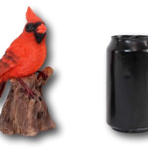 Ebros Gift Realistic Hand Painted Red Cardinal Bird Perching On Tree Stump Guest Greeter with Built in Motion Activated Sensor Chirping Sound Statue 6.5" Tall Taxidermy Home and Garden Sculpture