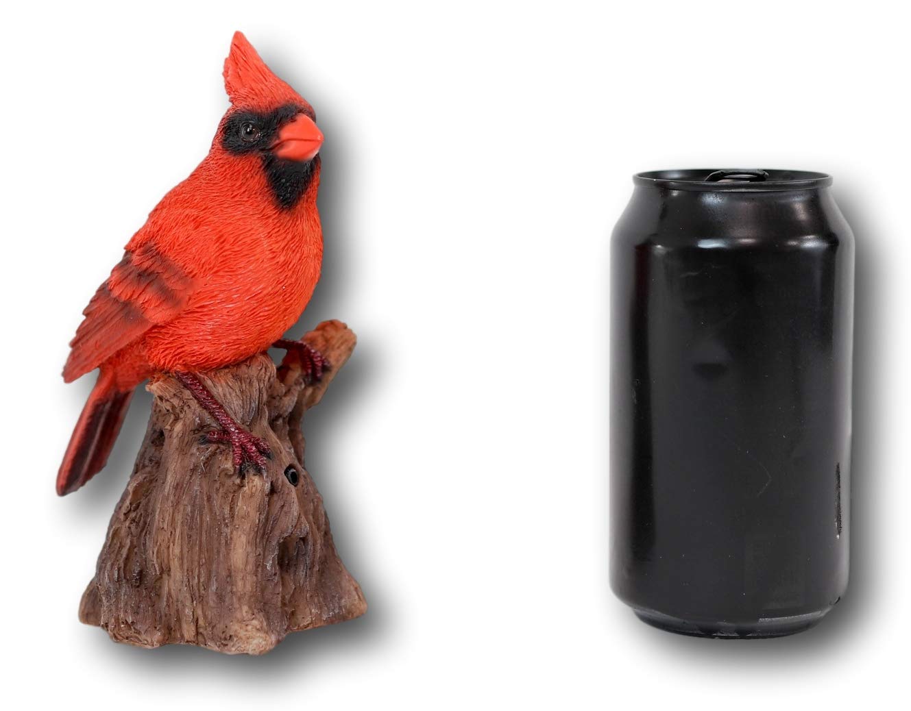 Ebros Gift Realistic Hand Painted Red Cardinal Bird Perching On Tree Stump Guest Greeter with Built in Motion Activated Sensor Chirping Sound Statue 6.5" Tall Taxidermy Home and Garden Sculpture