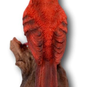 Ebros Gift Realistic Hand Painted Red Cardinal Bird Perching On Tree Stump Guest Greeter with Built in Motion Activated Sensor Chirping Sound Statue 6.5" Tall Taxidermy Home and Garden Sculpture