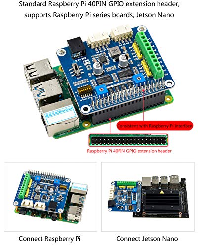 Stepper Motor HAT for Raspberry Pi 4B/3B+/2B/B+/Zero/W/WH/and Jetson Nano,DRV8825 Motor Controller Drives Two Stepper Motors, Up to 1/32 Microstepping,Use for 3D Printer,Sculpturing Machine etc