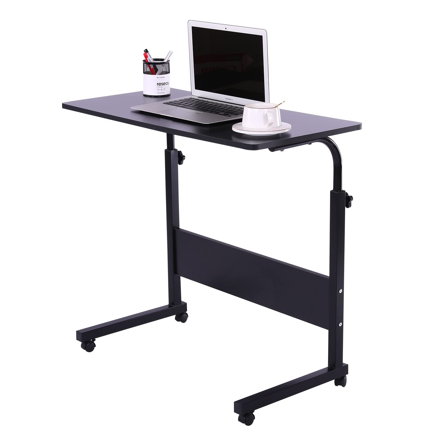 Laptop Cart 31.5" Mobile Table Fancasa Movable Portable Adjustable Notebook Computer Stand with Wheels (Black)