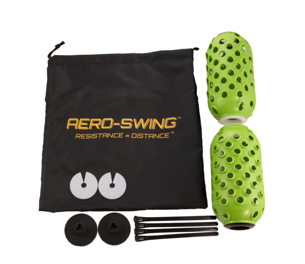 AERO-SWING - Air Resistance Pineapple Kit - Training Aid and Warm Up Equipment - Improves Swing Speed & Accuracy, Adjustable Pineapples - Uses Air Resistance, No Added Weights - 2 Units - Green