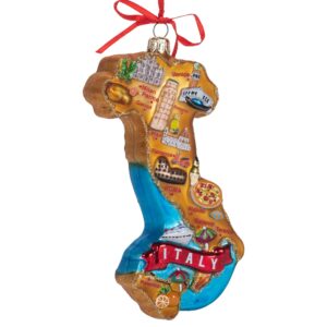 5.5-Inch Italy Map Glass Ornament