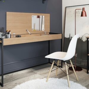 Casabianca Furniture Noa Office Desk in Birch Melamine with Black Metal Painted Frame.