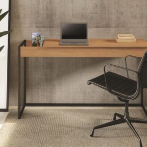 Casabianca Furniture Noa Office Desk in Birch Melamine with Black Metal Painted Frame.