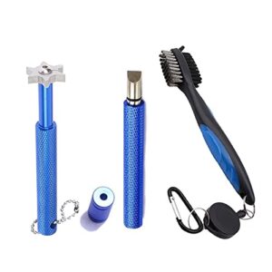 vipmoon golf club groove sharpener tool, golf club brush groove cleaner with retractable, golf iron groove sharpener for u & v-grooves, golf accessories for men (blue)