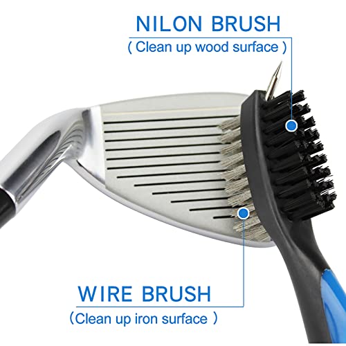 VIPMOON Golf Club Groove Sharpener Tool, Golf Club Brush Groove Cleaner with Retractable, Golf Iron Groove Sharpener for U & V-Grooves, Golf Accessories for Men (Blue)