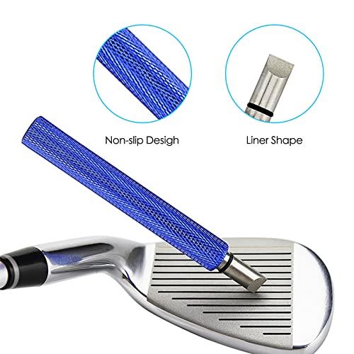 VIPMOON Golf Club Groove Sharpener Tool, Golf Club Brush Groove Cleaner with Retractable, Golf Iron Groove Sharpener for U & V-Grooves, Golf Accessories for Men (Blue)