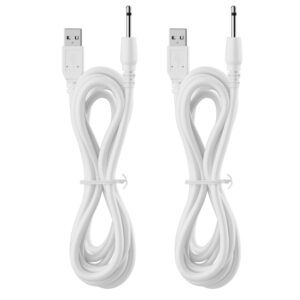 aroprank usb fast dc charging cable for wand massagers, upgraded durable original replacement 2.5mm dc charging cable compatible for mini wand massager 31''(80cm), 2 pack