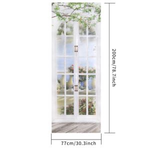 LIUCOGXI 3D Door Murals Wallpaper Landscape Stickers Peel and Stick Waterproof Self-Adhesive Removable Garden Wall Art Decoration for Home Office Pastoral 30.3"x78.7"