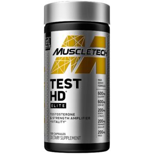 testosterone booster for men | muscletech test hd elite test booster | muscle builder + nitric oxide booster | boron supplement & tribulus terrestris for men | increased blood flow | 120 count