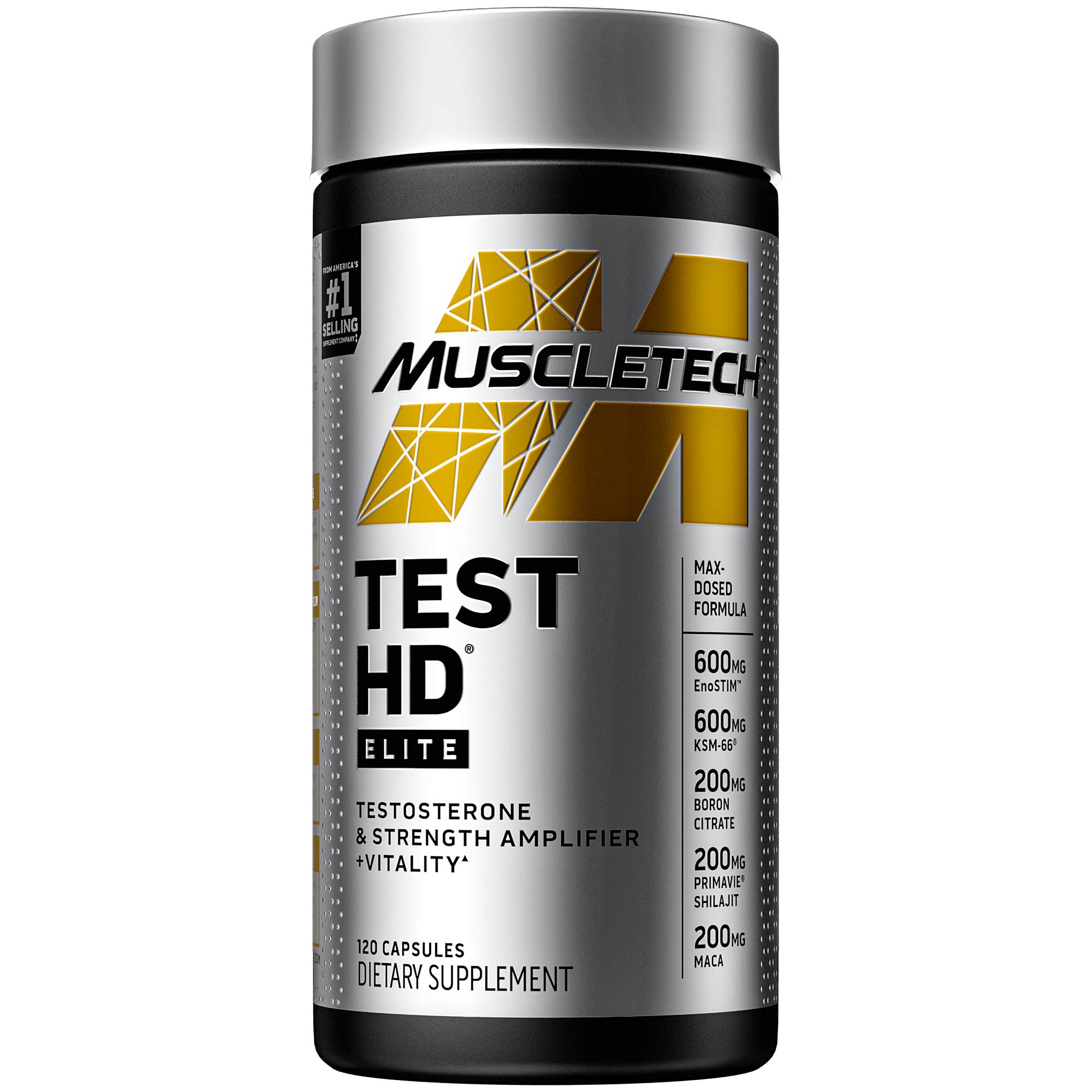 Testosterone Booster for Men | MuscleTech Test HD Elite Test Booster | Muscle Builder + Nitric Oxide Booster | Boron Supplement & Tribulus Terrestris for Men | Increased Blood Flow | 120 Count