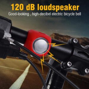 Loud Bike Horn, 120db Electric Bell Waterproof Cycle Horn with 4 Colors for Kids, Adults, Road and Mountain Bike(Red)