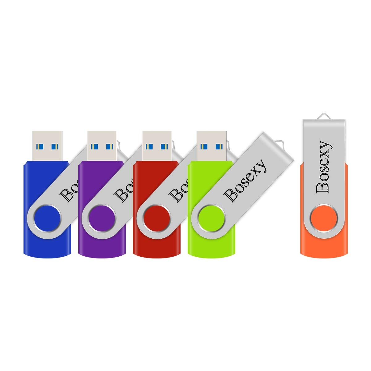 USB Flash Drive 32GB Bosexy Thumb Drive High-Speed Memory Stick for Photo Video USB3.0 Rotated Design 5Pack