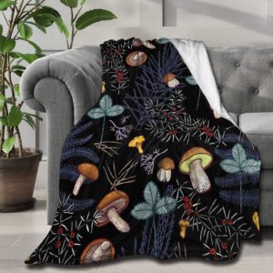 ARTIEMASTER Dark Wild Forest Mushrooms Customized Blanket Soft and Lightweight Flannel Throw Suitable for Use in Bed, Living Room and Travel 60"x50" for Teens