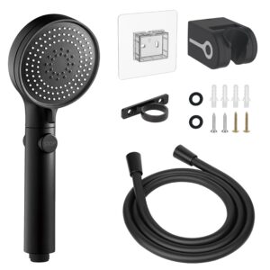 rv shower head with hose, high pressure shower head with handheld on off switch, travel trailer, motorhome and boat and camper must have rv accessories replacement part, matte black