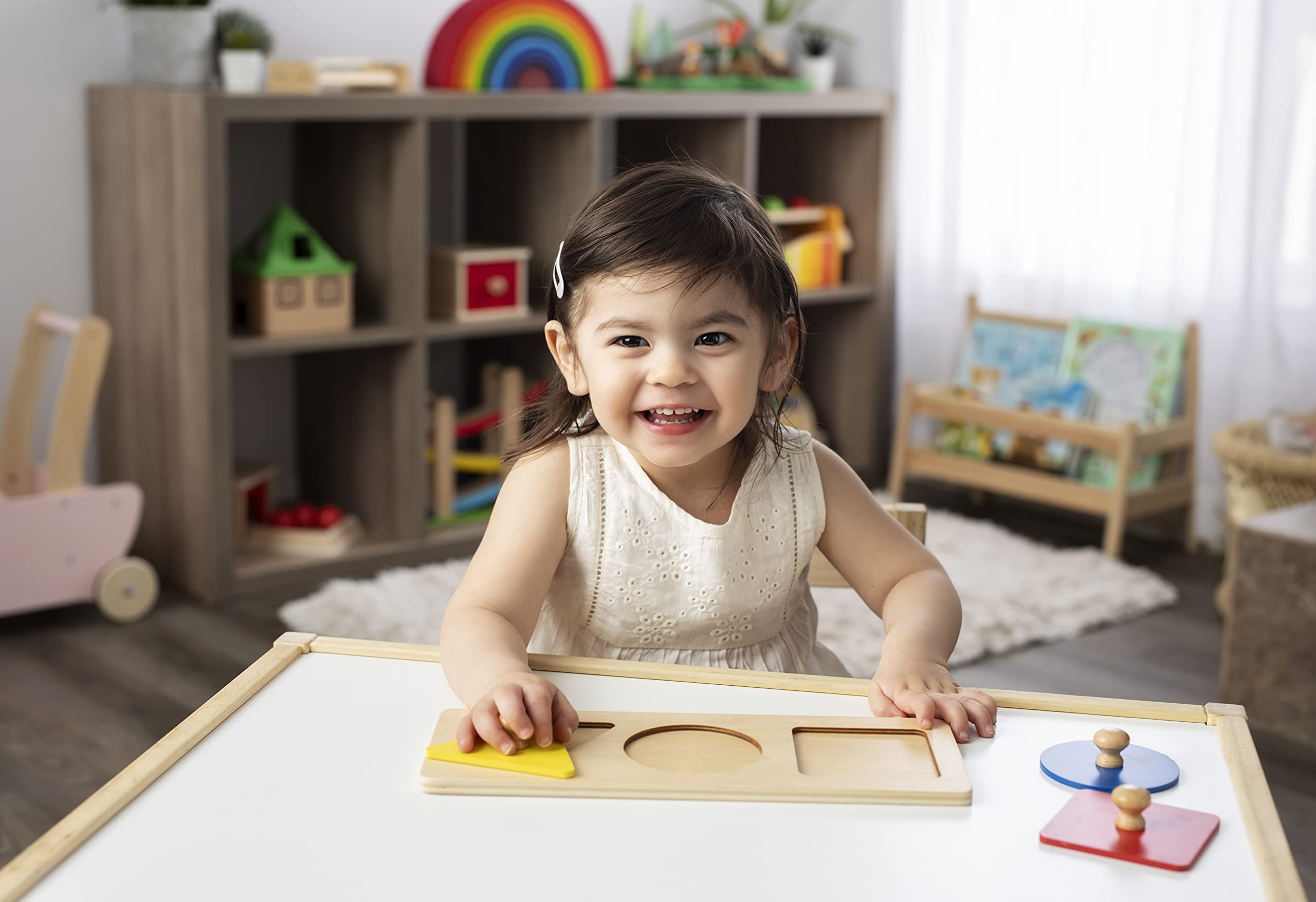 Montessori Multi Shape Wooden Puzzle Toy Baby Toddler First Jumbo Wood Peg Educational Basic Geometry, 2 pieces