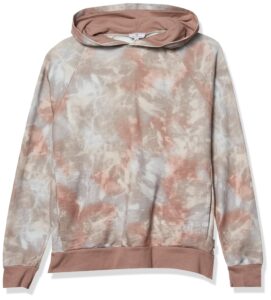 ag adriano goldschmied men's curry pullover hoodie, abstract tiedye rocky mauve, s