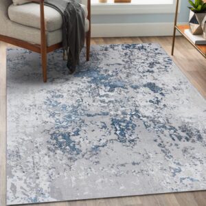 Dara Antik Abstract Pattern Blue 5x7 Contemporary Modern Area Rug