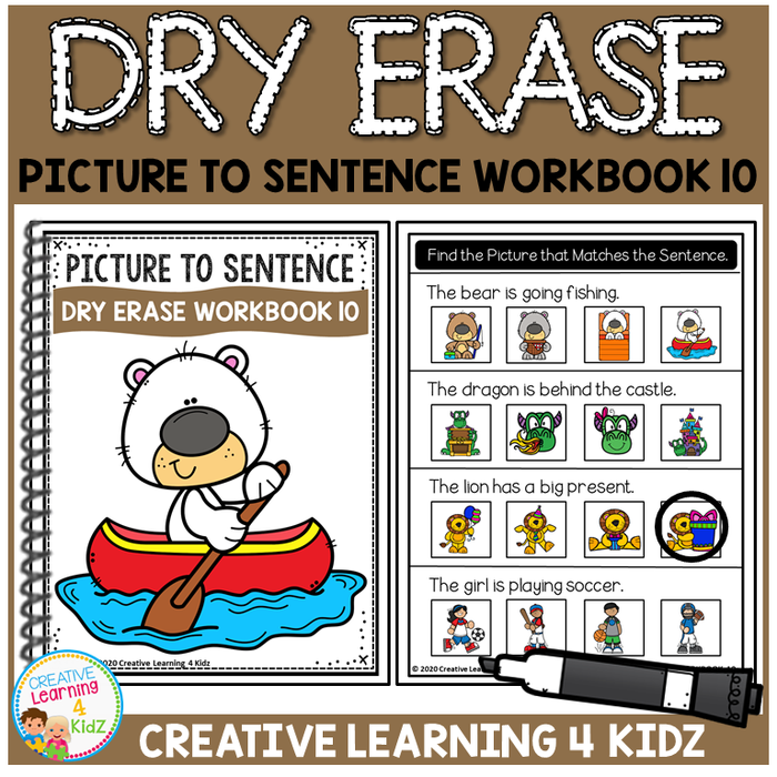 Dry Erase Picture to Sentence Workbook 10