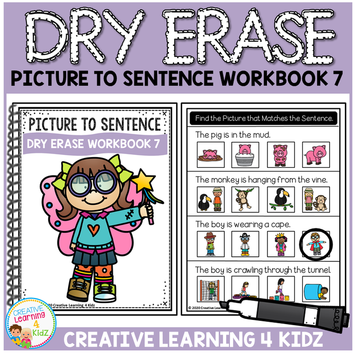 Dry Erase Picture to Sentence Workbook 7