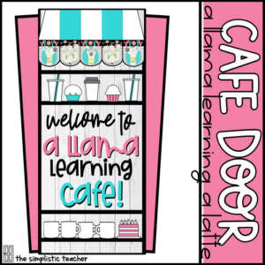 cafe door set: a llama learning cafe