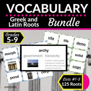 greek and latin roots vocabulary bundle-lists1-5