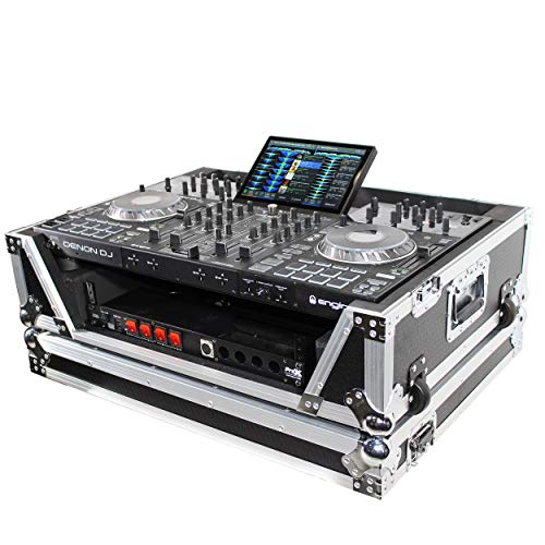 ProX XS-PRIME4W2U ATA Flight Case For Denon PRIME 4 DJ Controller with 2U Rack Space and Wheels