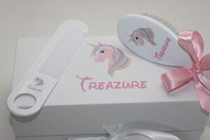 personalized baby gift - baby brush and comb set, suitable for ages 0-3 years, new baby gift - unicorn, unicorn baby gift