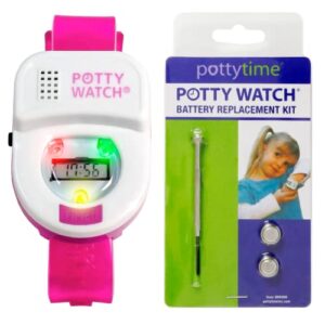 meet potty watch the 1st watch made to help your child potty train (watch + battery replacement kit, pink)
