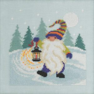 hiking gnome beaded counted cross stitch kit mill hill 2020 gnome quartet mh172014