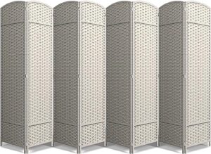 sorbus 8 panel room divider 6 ft. tall - privacy screen, extra wide double hinged panels, mesh hand-woven design, partition room dividers and folding privacy screens, wall divider for room separation