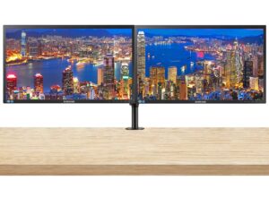 samsung se200 series s24e200bl 23.6 inch 1080p fhd led-backlit lcd business 2-pack monitor bundle with vga, dvi, and desk mount clamp dual monitor stand