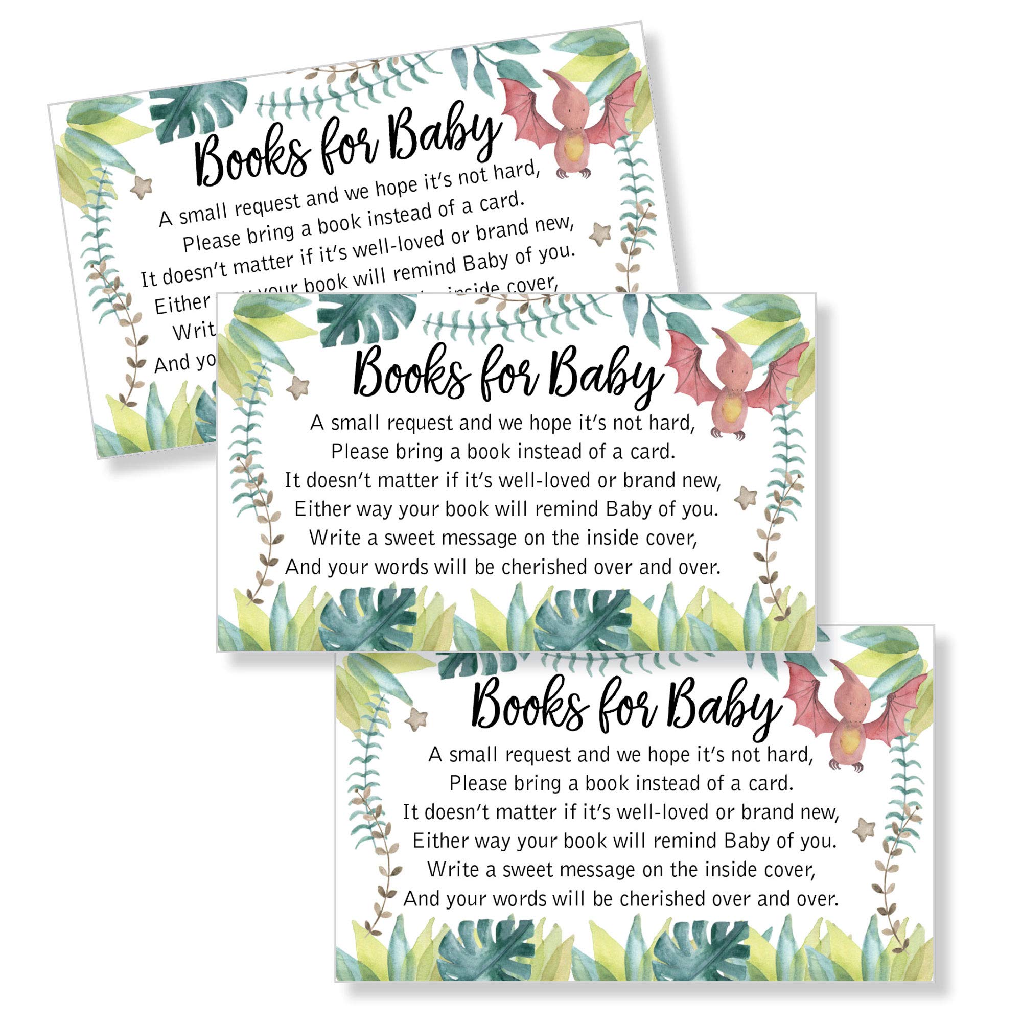 All Ewired Up 50 Books for Baby Request Insert Card for Boy Dinosaur Baby Shower Invitations or invites, Cute Bring A Book Instead of A Card Theme for Gender Reveal Party Story Games