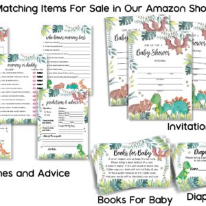 All Ewired Up 50 Books for Baby Request Insert Card for Boy Dinosaur Baby Shower Invitations or invites, Cute Bring A Book Instead of A Card Theme for Gender Reveal Party Story Games