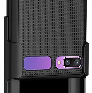 Case with Clip for Galaxy Z Flip, Nakedcellphone [Black] Snap-On Cover with [Rotating/Ratchet] Belt Hip Holster Holder Combo for Samsung Galaxy Z Flip 5G Phone (SM-F700, SM-F707) 2020