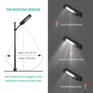 BEEZOK Solar LED Street Light, 6000LM Motion Sensor LED Parking Lot Light Dusk to Dawn, 6000K Daywhite - BKST0301