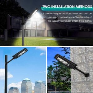 BEEZOK Solar LED Street Light, 6000LM Motion Sensor LED Parking Lot Light Dusk to Dawn, 6000K Daywhite - BKST0301